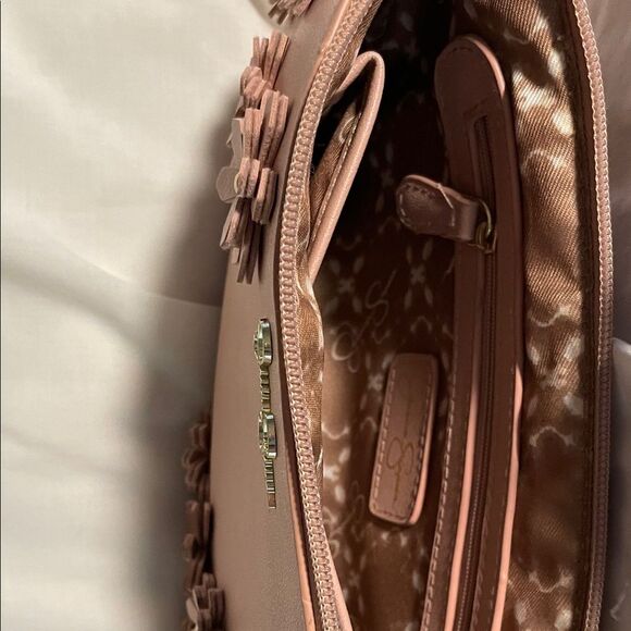 Jessica Simpson Blush Pink Floral Crossbody Bag zippered bag - Picture 4 of 6